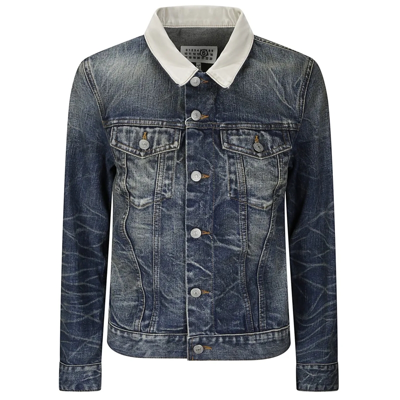 MM6 Maison Margiela Jeansjacke Denim Jacket With Contrast Collar Blue