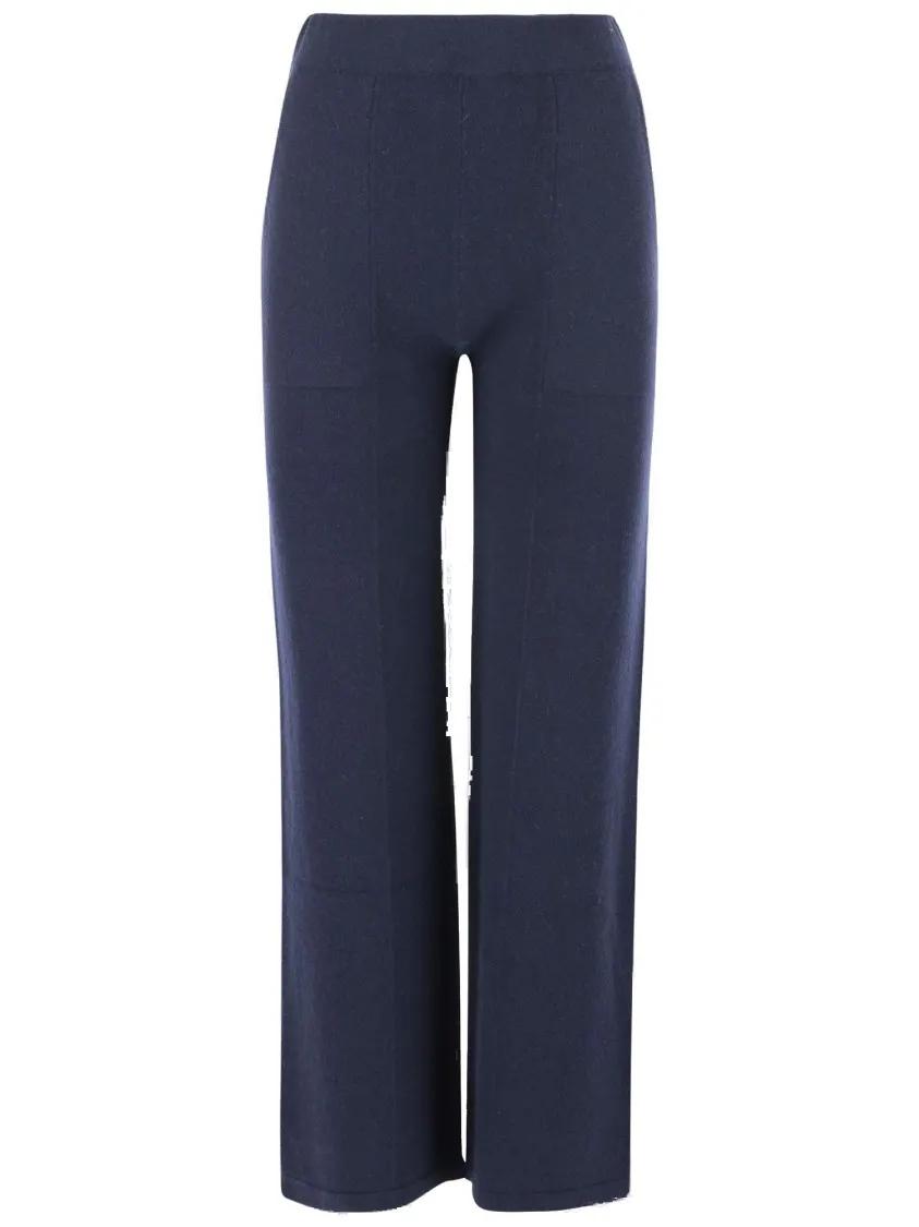 Thumbnail - BRUNO MANETTI - Navy Blue Cashmere Pants With Elasticized Waist - Größe 42 - blau