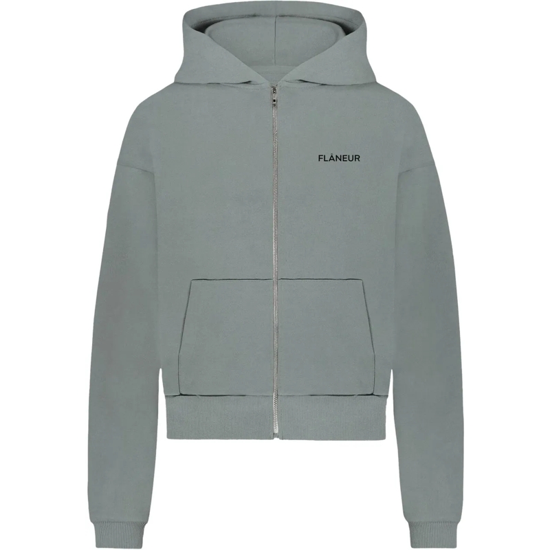 Flâneur  Logo Zip-Up Hoodie | Steel Green grün