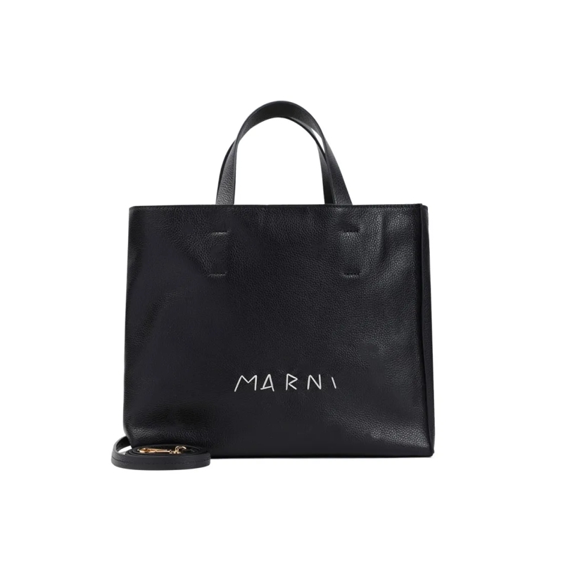 Marni Fourre-tout Museo Soft Black Cow Leather Tote Bag Black
