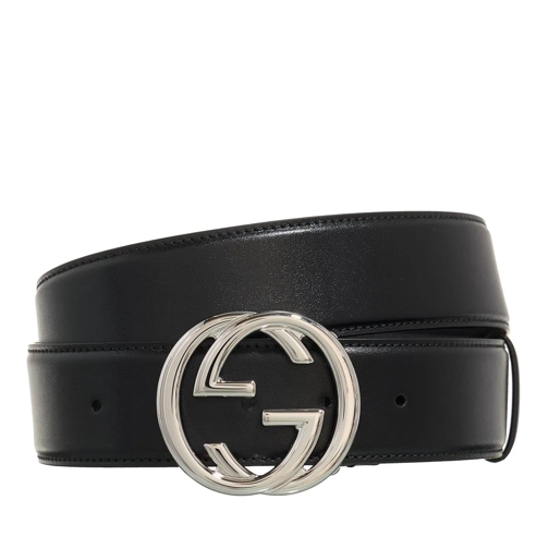 Gucci Leather Belt Belt With Interlocking G Buckle Black