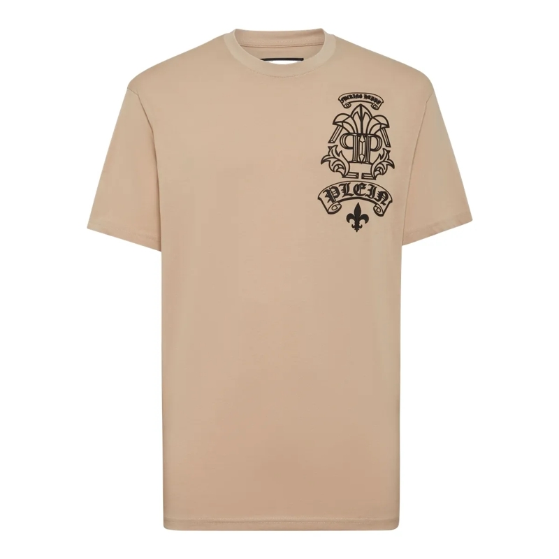 Philipp Plein T-Shirt T-Shirt Rundhalsausschnitt Tattoo beige