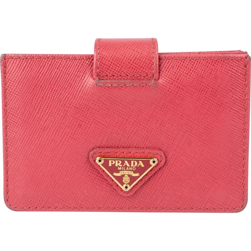 Prada Geldbörse Prada Pink Saffiano Leather Triangle Cardholder rot