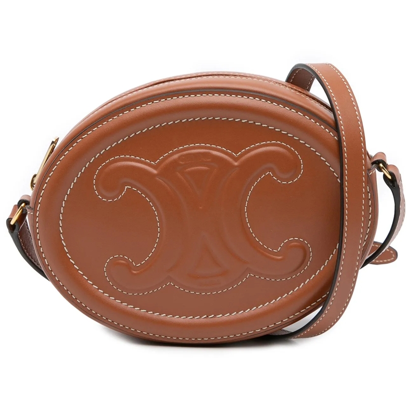 Celine Schultertasche Small Calfskin Cuir Triomphe Oval Crossbody braun