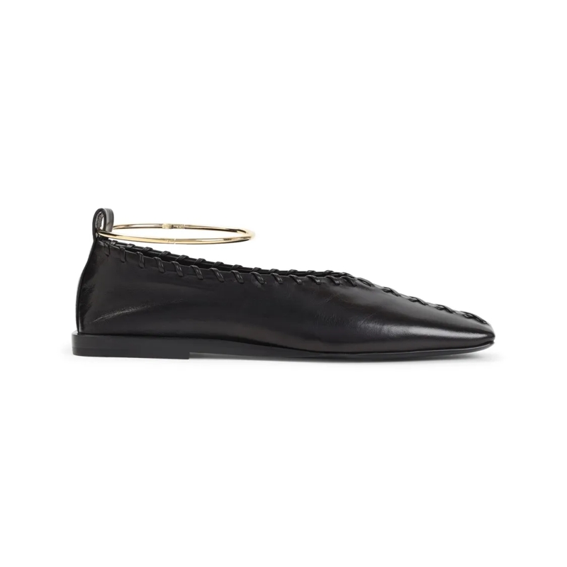 Jil Sander Ballerines Pointed Toe Flats With Woven Detailing Black