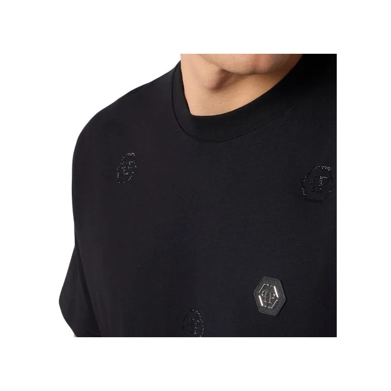 Philipp Plein T-Shirt Round Neck T-Shirt Monogram Stones Monogram schwarz(Image 5)