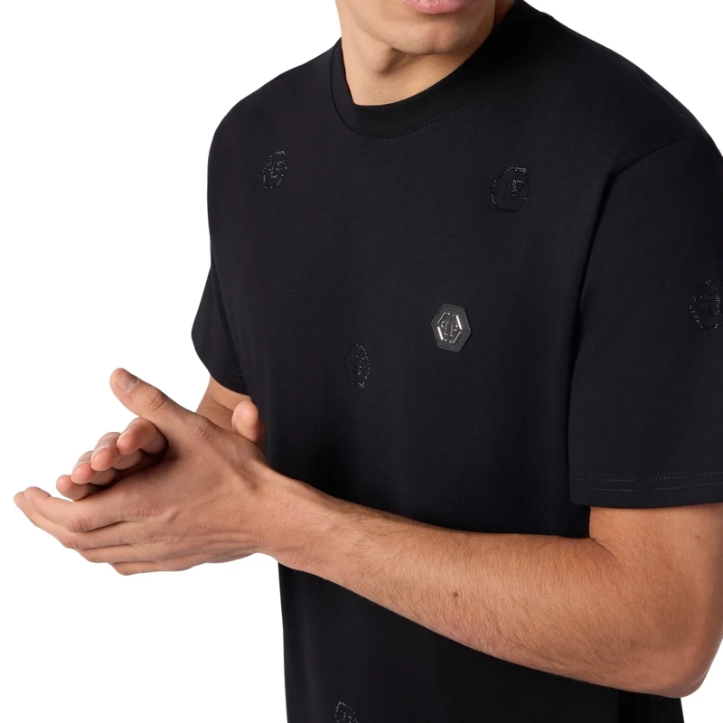 Philipp Plein T-Shirt Round Neck T-Shirt Monogram Stones Monogram schwarz(Image 5)