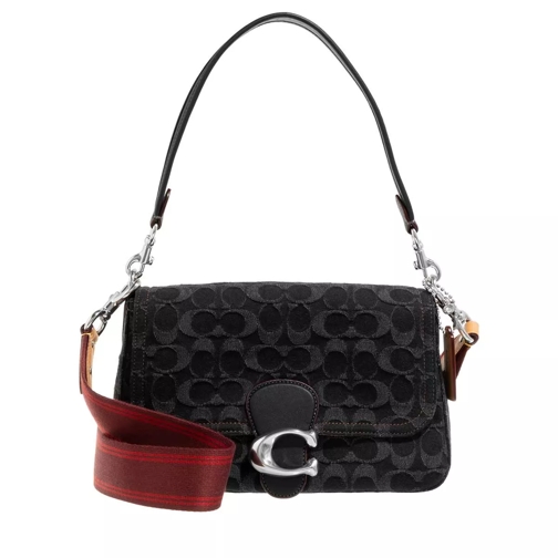 Coach Washed Denim Signature Soft Tabby Shoulder Bag Black Denim