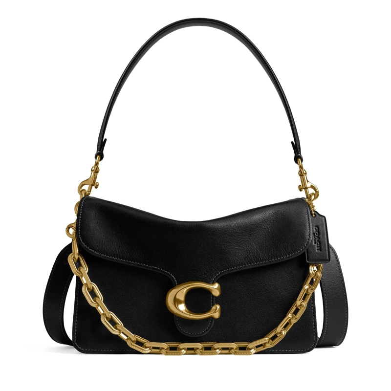 Coach Sac à bandoulière Soft Grain Leather Chain Tabby Shoulder Bag with C Black