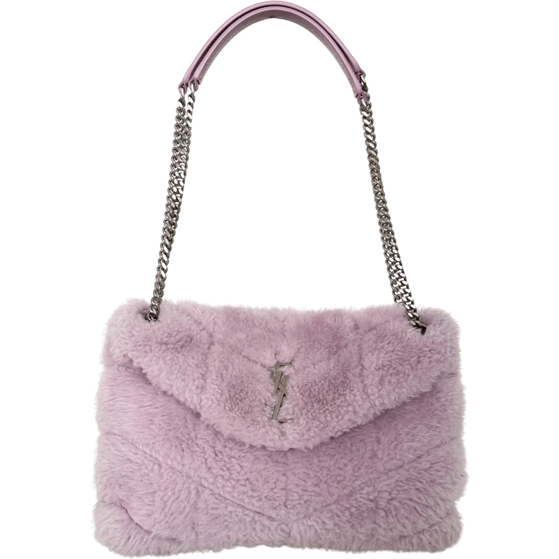 Saint Laurent Schultertasche Saint Laurent Loulou Puffer Small Shearling Should lila