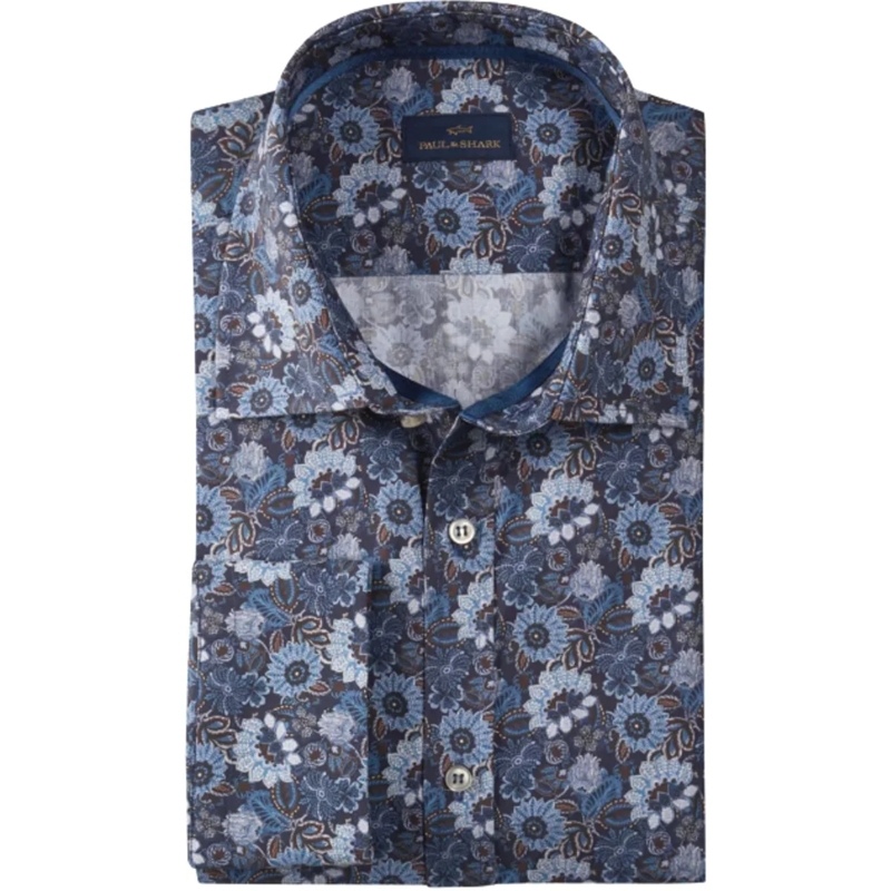 Paul & Shark Legeres Oberteil Overhemd bloemenmotief braun