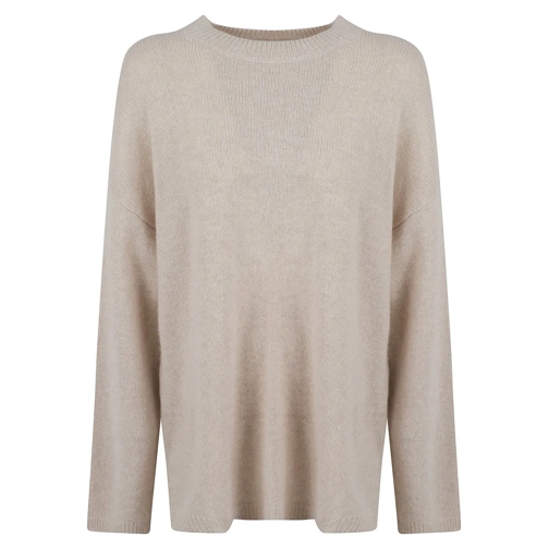 Allude Pull Ecru Cashmere Knitted Round Neck Sweater Neutrals