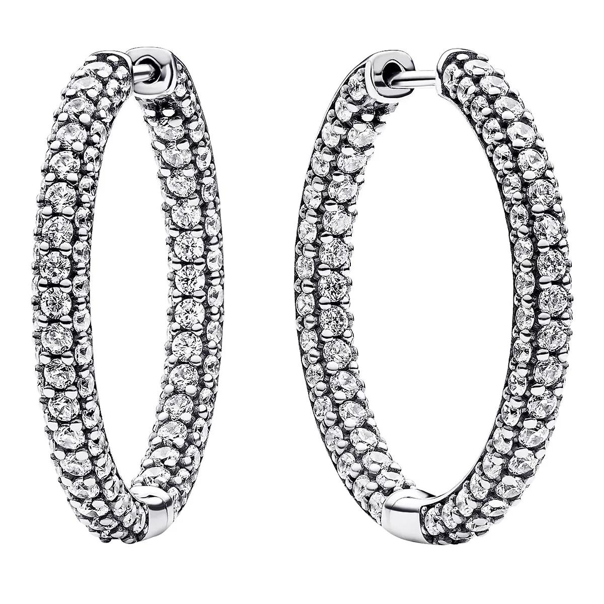 Pandora Women's Silver Earrings - Sterling Hoop Earrings Withcubic Zirconia - Earrings For Unisize
