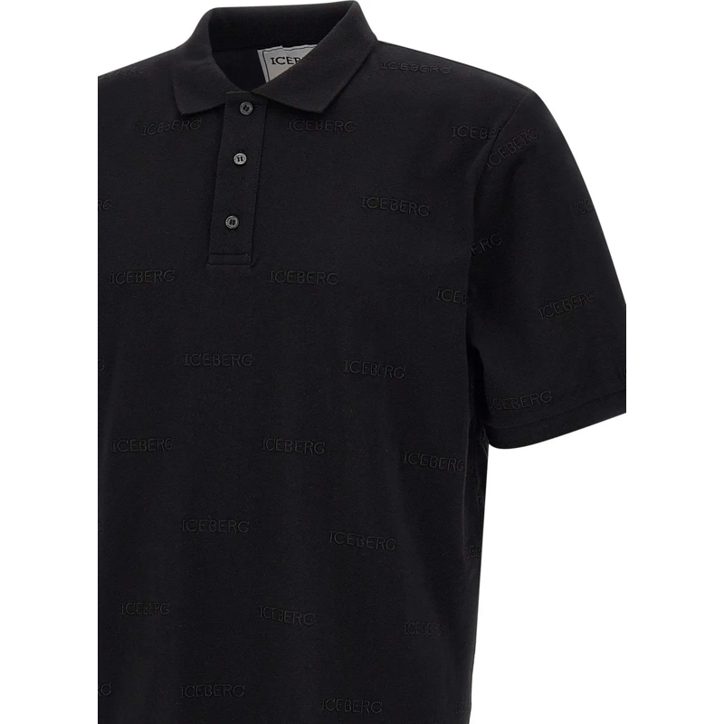 Iceberg T-Shirt Polo shirt with allover logo schwarz(Image 7)