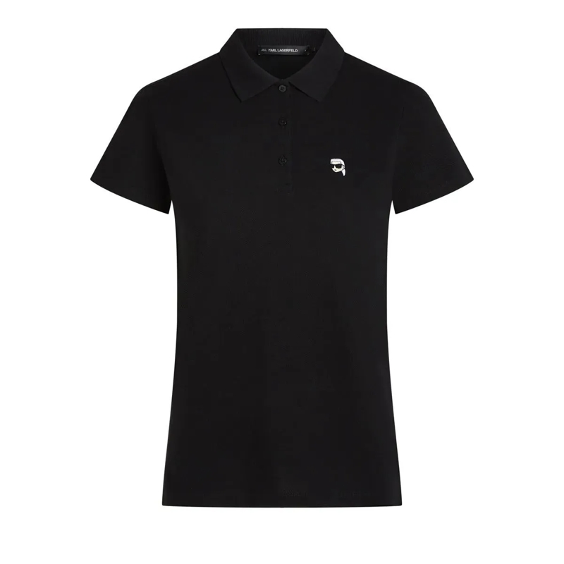 Karl Lagerfeld T-Shirt Ikon Piqué-Polohemd T-shirt schwarz