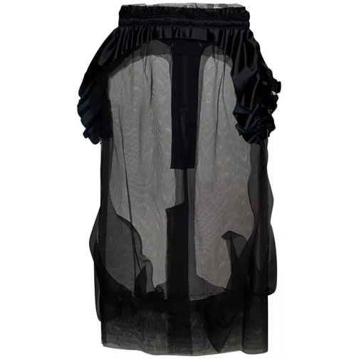 Maison Margiela Black Tulle Sheer Midi Skirt Black Jupes midi