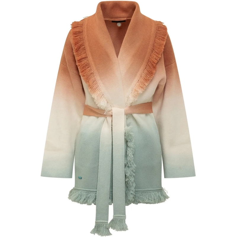 Alanui  Cardigan Shades Of Shore con Cintura e Frange mehrfarbig