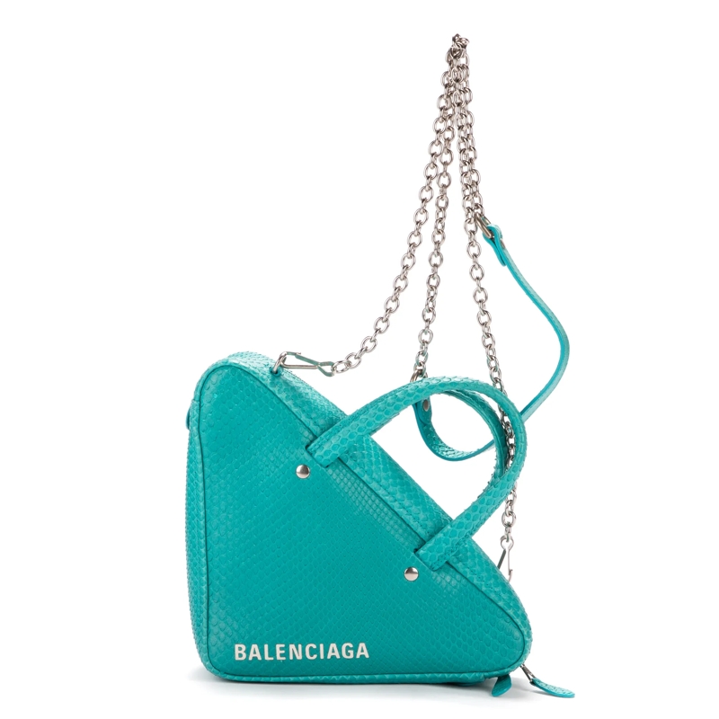 Balenciaga Crossbody Bag Triangle Pouch on Chain blau