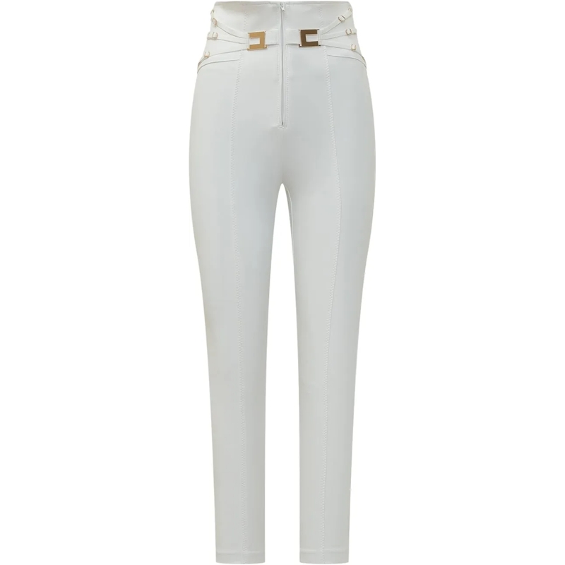 Elisabetta Franchi Hose Pantalone  con Dettagli Dorati weiß