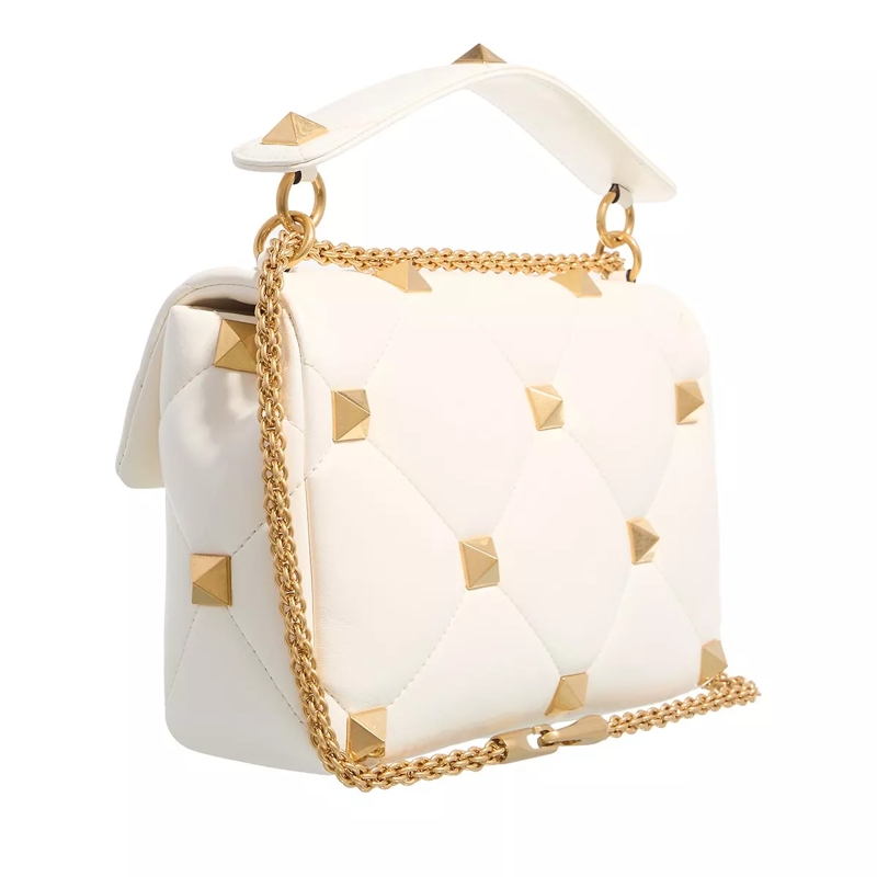 Valentino Garavani Satchel Roman Stud Quilted Crossbody Bag Ivory(Image 5)
