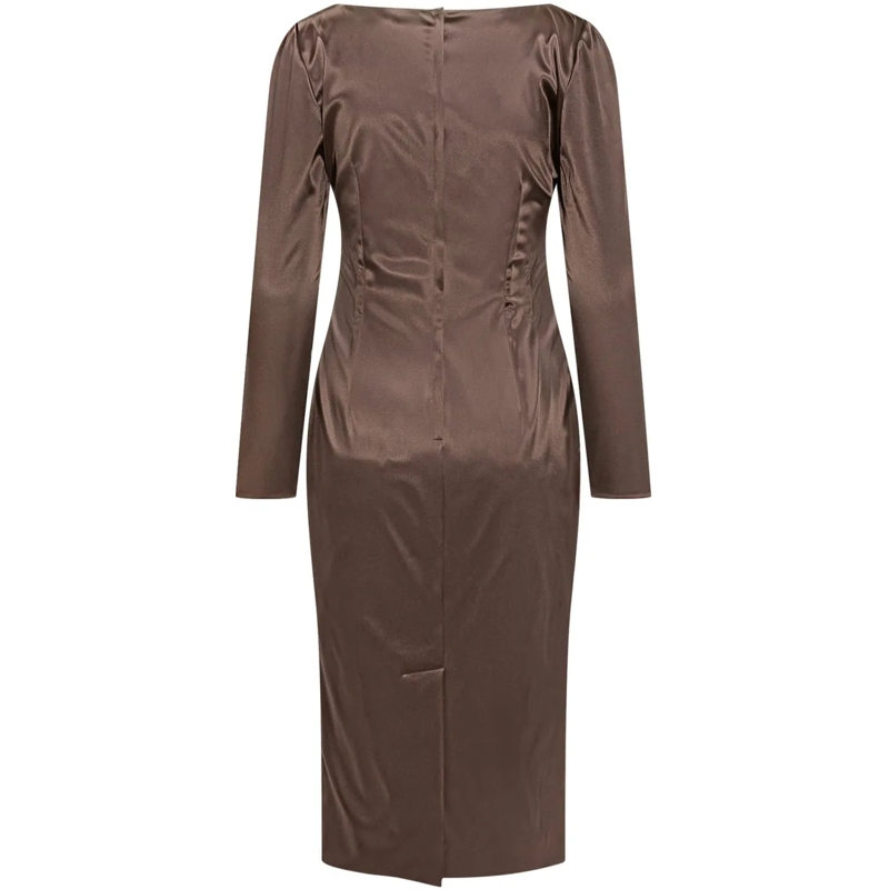 Dolce&Gabbana Midikleid Abito Dolce & Gabbana in Raso a Maniche Lunghe braun(Image 2)