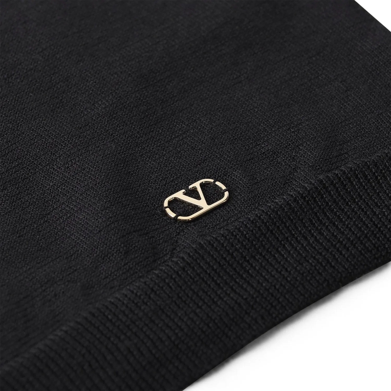Valentino Garavani T-Shirt Kurzarmpullover mit Seiden-Detail schwarz(Image 5)