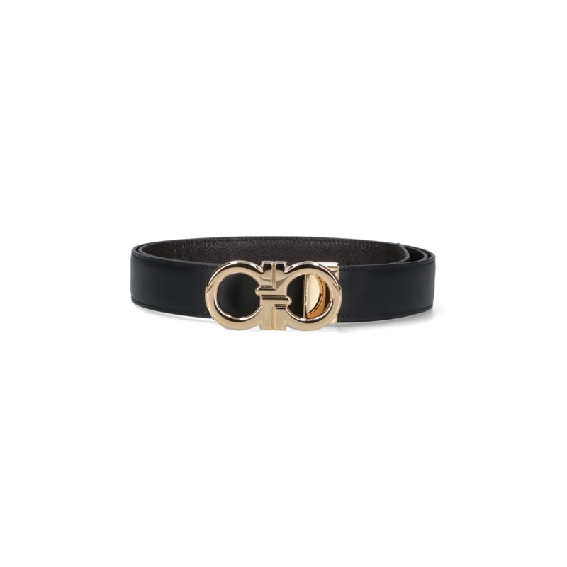 Salvatore Ferragamo Gürtel "Gancini" Belt In Black Calfskin Black