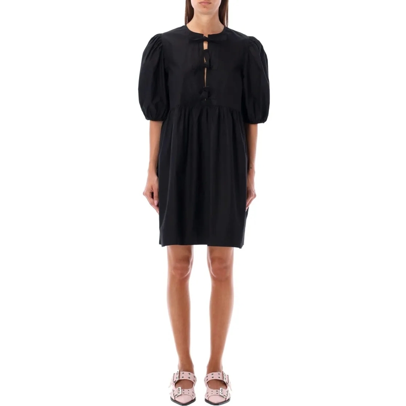 GANNI Minikleid Tie String Mini Dress Black