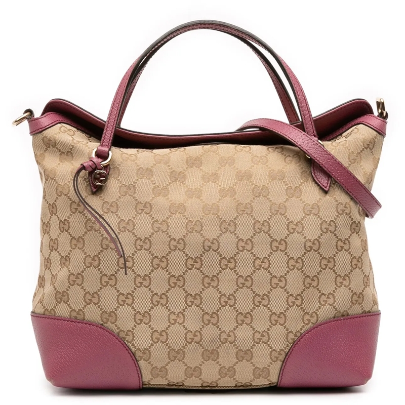 Gucci Schultertasche Medium GG Canvas Bree Satchel braun