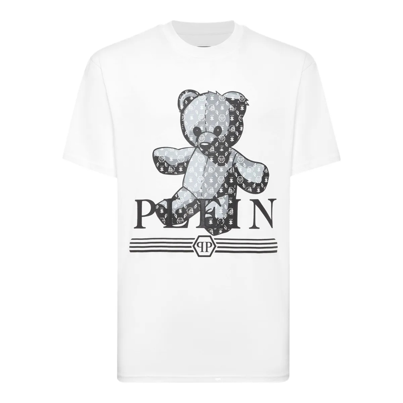 Philipp Plein T-Shirt T-Shirt Rundhalsausschnitt Monogram weiss