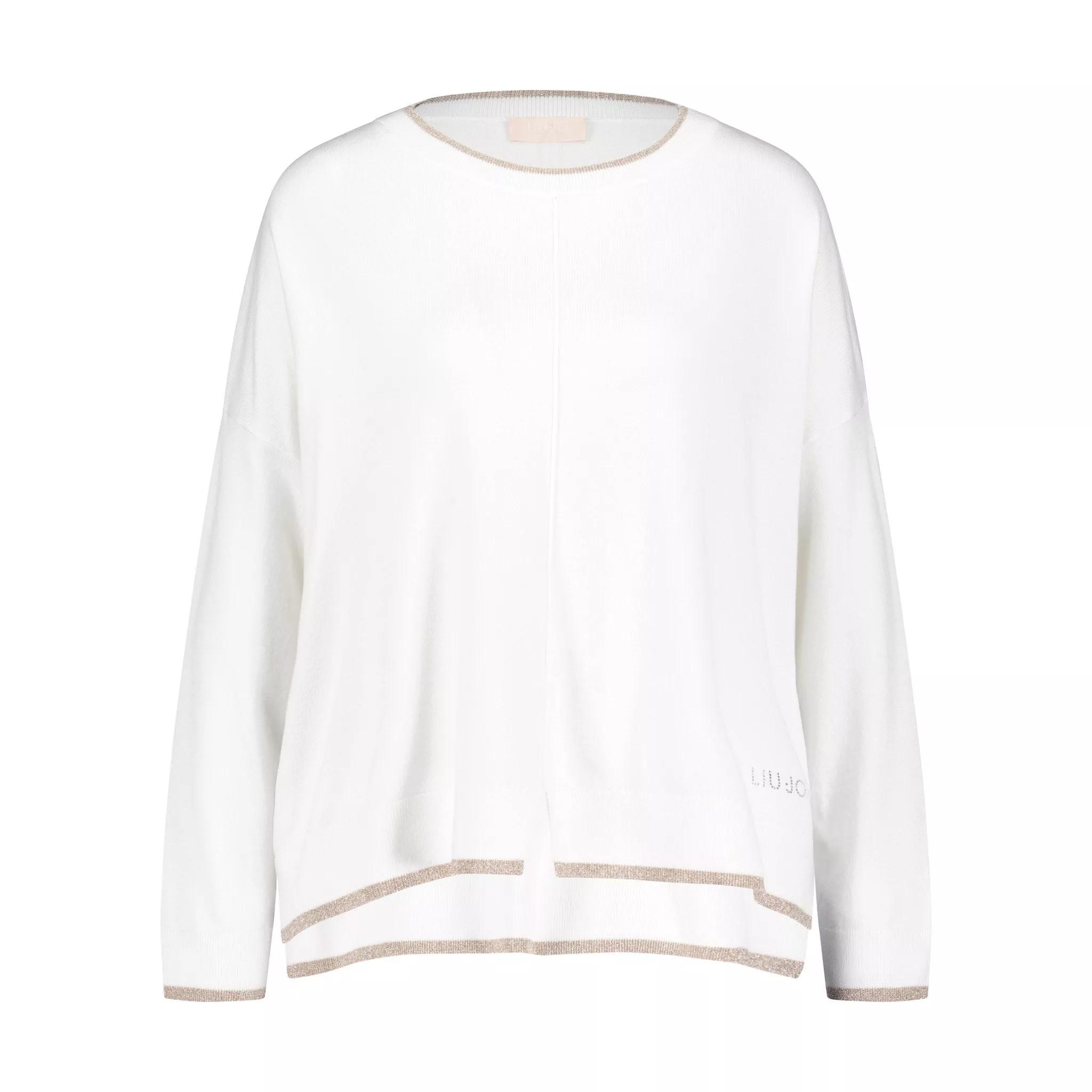 LIU JO - Pullover mit glänzenden Rippbündchen 47702405120 - Größe L - white