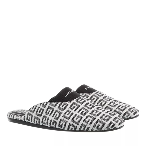 Givenchy 4G Flat Mules Jacquard White Black Slip-ins