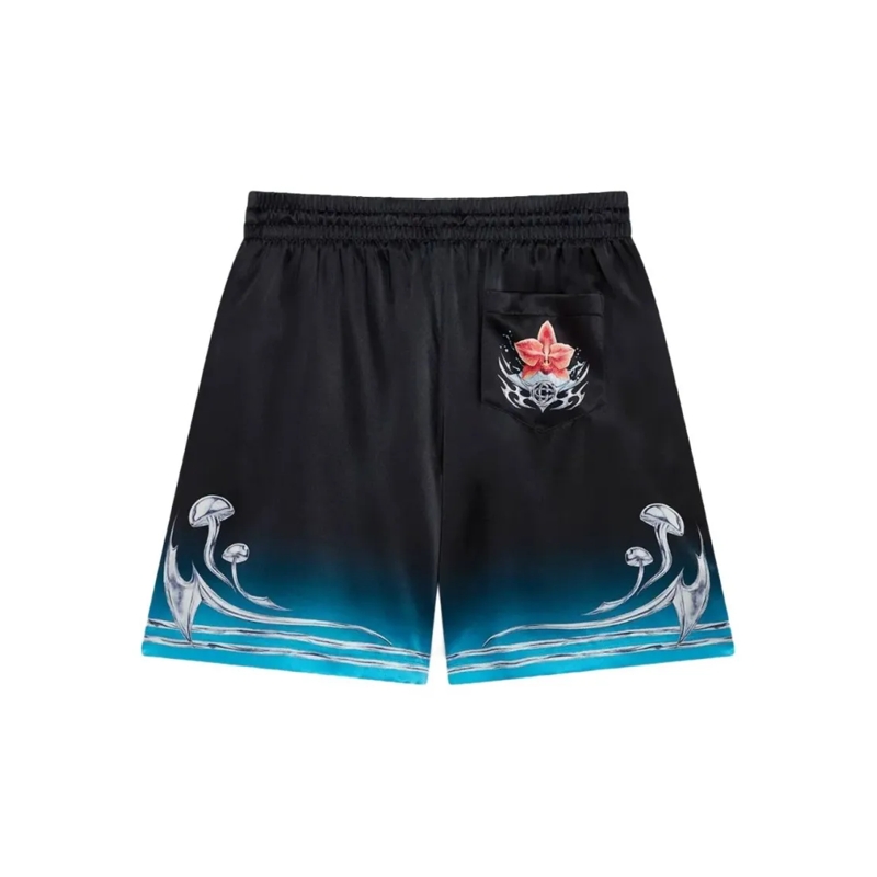 Casablanca Legere Shorts Silk Bermuda Shorts With Gradient Hem Black