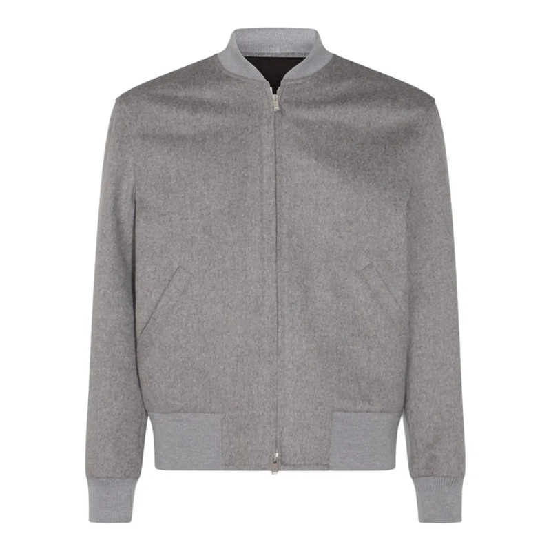 Lardini Bomberjacke Grey Jacket With Front Zipper Closure Grey