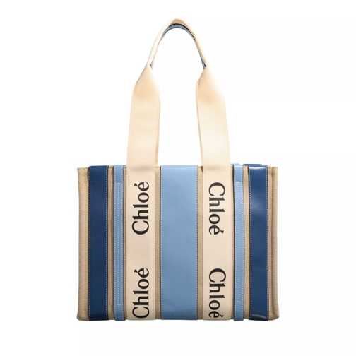Chloé Woody Medium Tote Bag Blue / Pink Rymlig shoppingväska