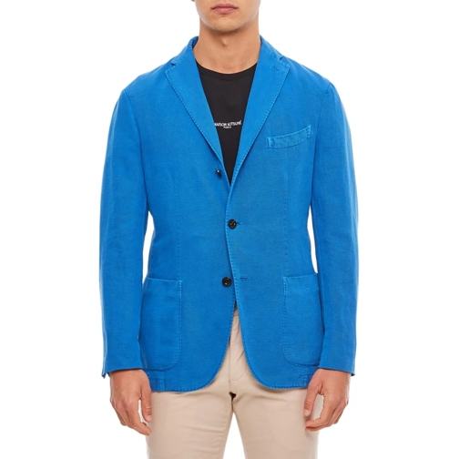 Boglioli Blazer Single-Breasted Jacket 2 Buttons In Cotton Canvas Blue