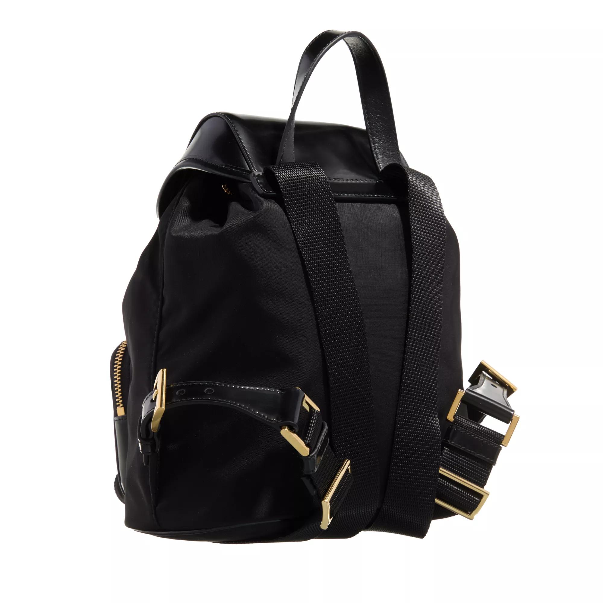 Prada Zwarte Gerecyclede Nylon Leren Rugzak Black Dames