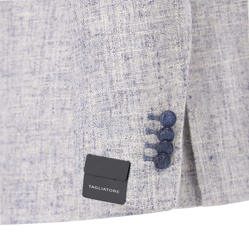 Tagliatore Anzugjacke Sakko aus hochwertigem Strick blau(Image 4)