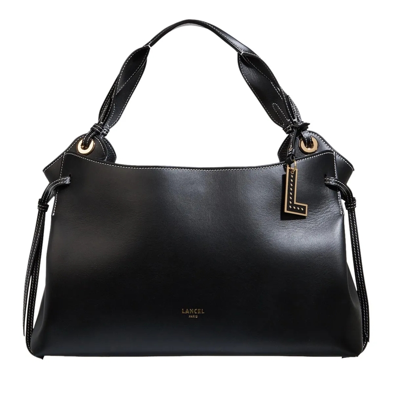 Lancel Tote Swann Smooth & Grained Cowhide Leathers - M Carrya Black