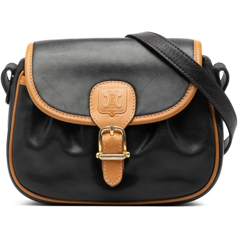 Celine Schultertasche Leather Crossbody schwarz