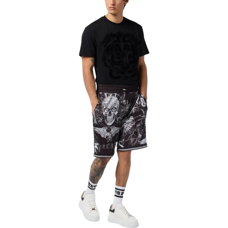 Philipp Plein Shorts Mesh Basketball Shorts Tattoo schwarz(Image 4)