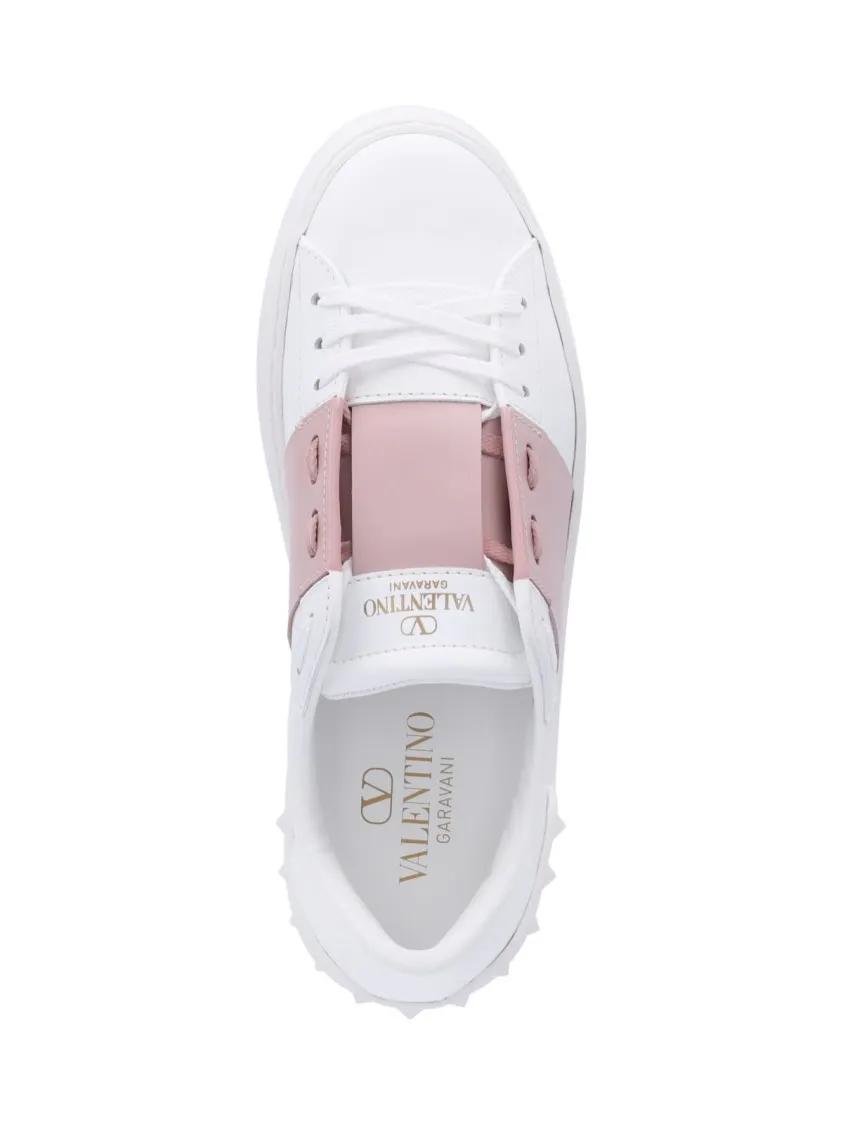 Thumbnail - Valentino Garavani Low-Top Sneaker - Rockstud Untitled Sneakers With Contrast Pink Acce - Gr. 36,5 (EU) - in Weiß - für ...