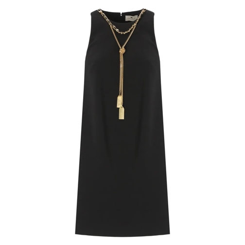 Elisabetta Franchi Black Dress With Chain Black Mini Jurken