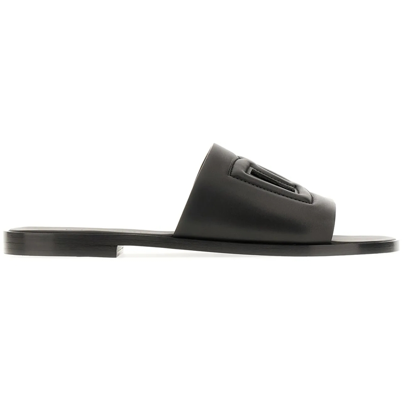 Dolce&Gabbana Hausschuhe Dolce&gabbana Black leather slippers schwarz