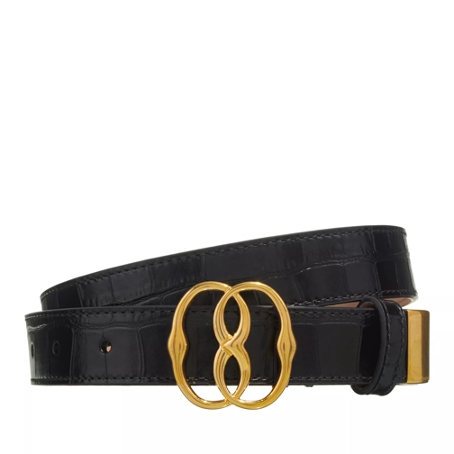 Bally Emblem 25 Fin Black+Oro Leather Belt
