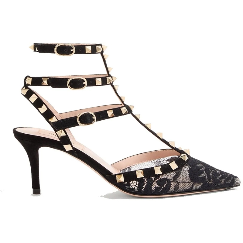 Valentino Garavani T-Shirt VALENTINO GARAVANI ROCKSTUD Lace Pamps schwarz