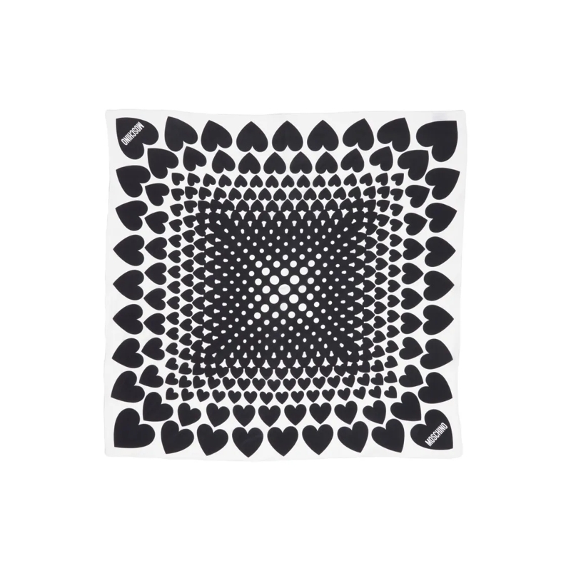 Moschino Leichter Schal Silk Scarf With Heart Print Black