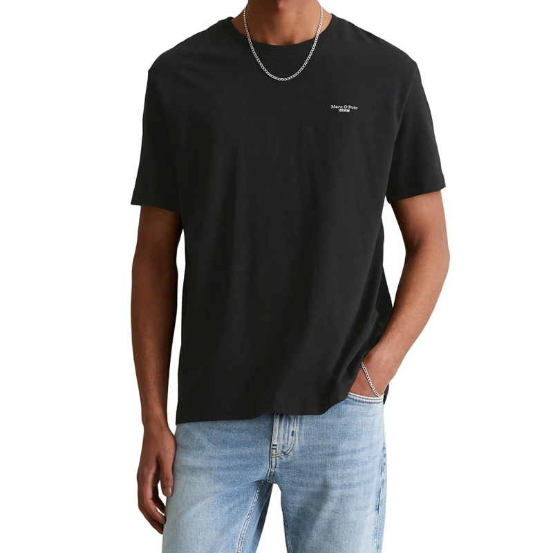 Marc O´Polo Hemd T-Shirt, SSL, Logo Print, Reg F 1er Pack schwarz