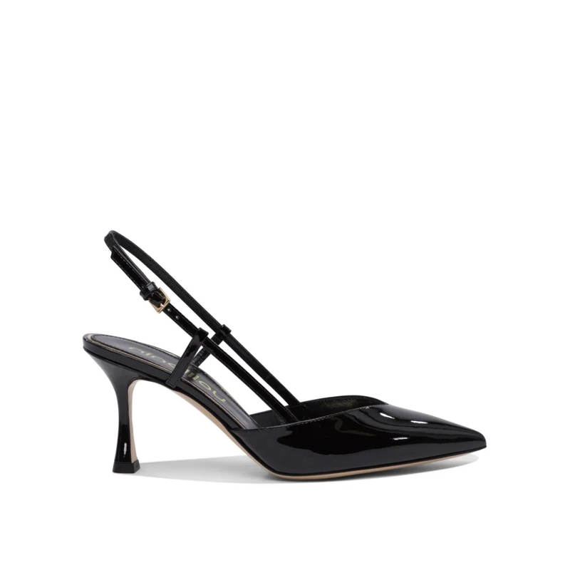 Ninalilou Pumps Pointed-Toe Black Patent Leather Heeled Shoes Black
