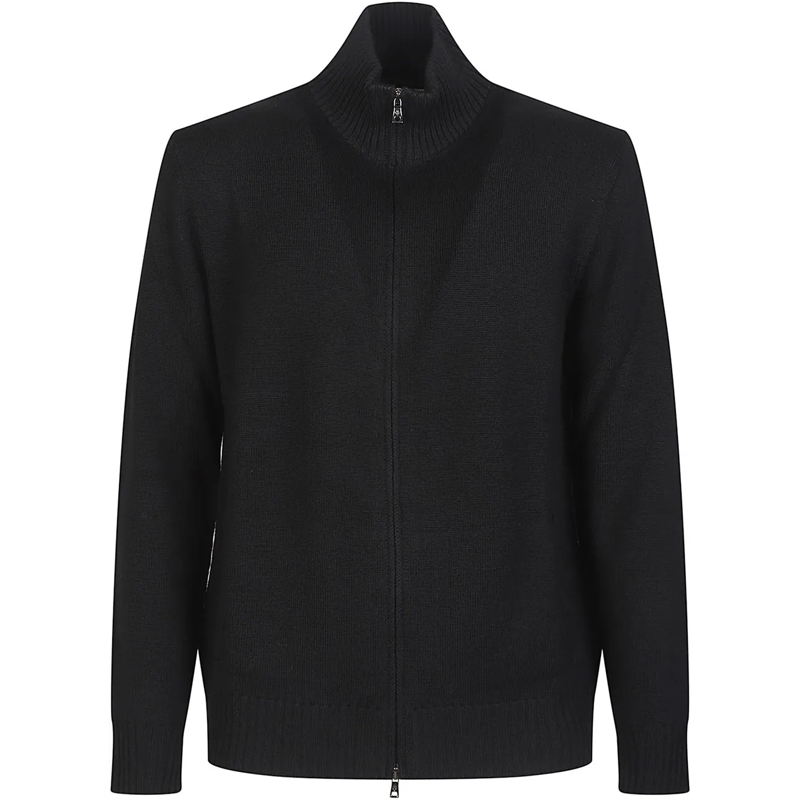 Ballantyne  Turtle Neck Zipped Plain Cardigan Black schwarz